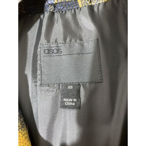 ASOS DESIGN Plus wool mix zip through jacket in yellow and blue check NEW XS - Picture 4 of 9